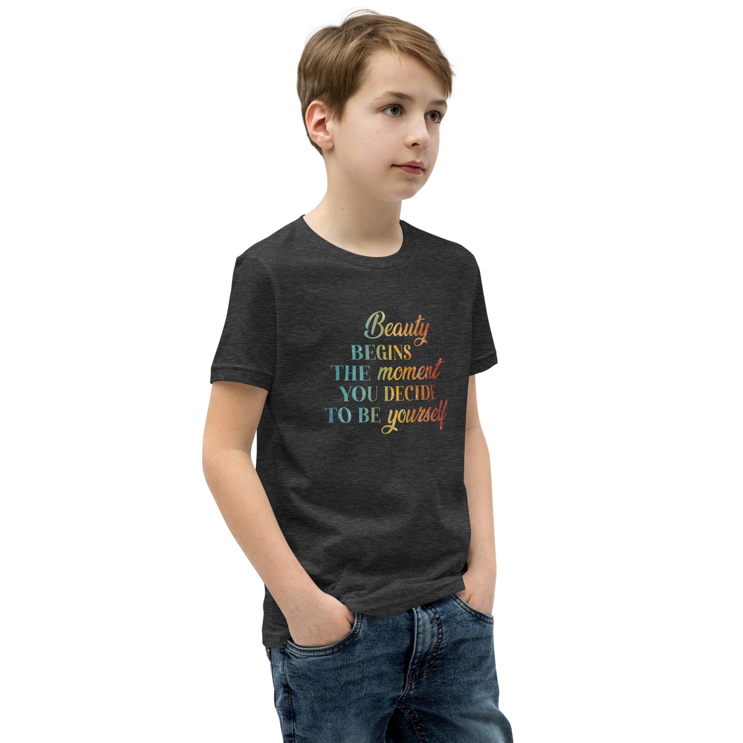 Beauty Begins the Moment you Decide to be Yourself | Inspirational Shirt | Love Yourself Shirt | Youth Unisex T-Shirt