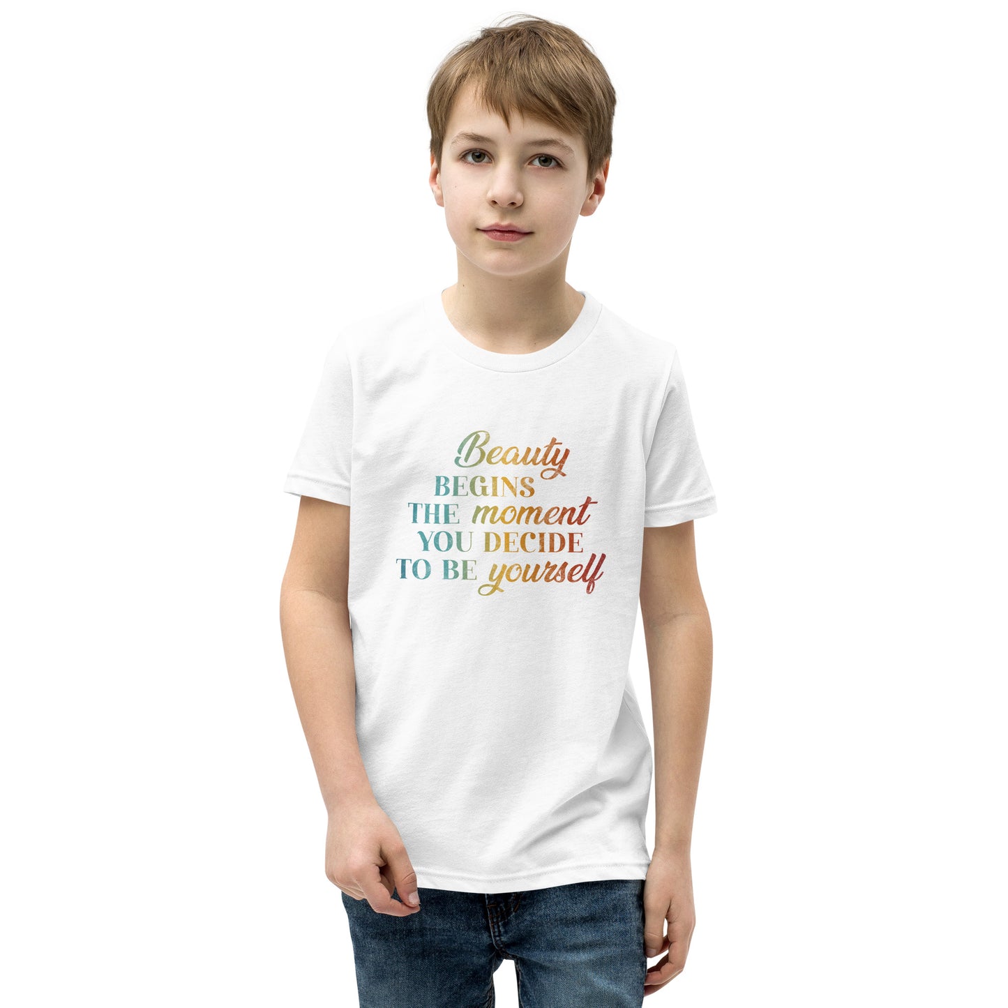 Beauty Begins the Moment you Decide to be Yourself | Inspirational Shirt | Love Yourself Shirt | Youth Unisex T-Shirt