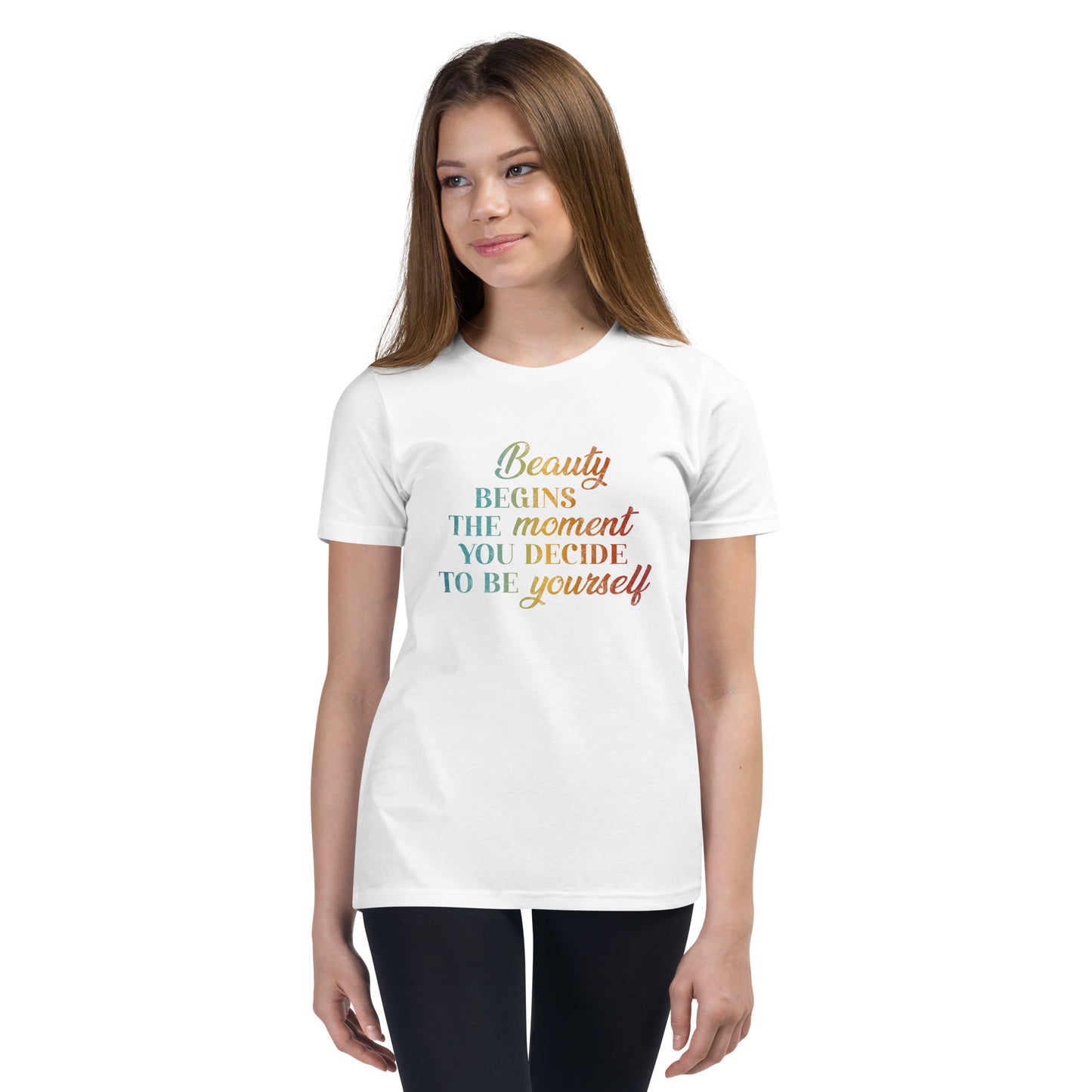 Beauty Begins the Moment you Decide to be Yourself | Inspirational Shirt | Love Yourself Shirt | Youth Unisex T-Shirt