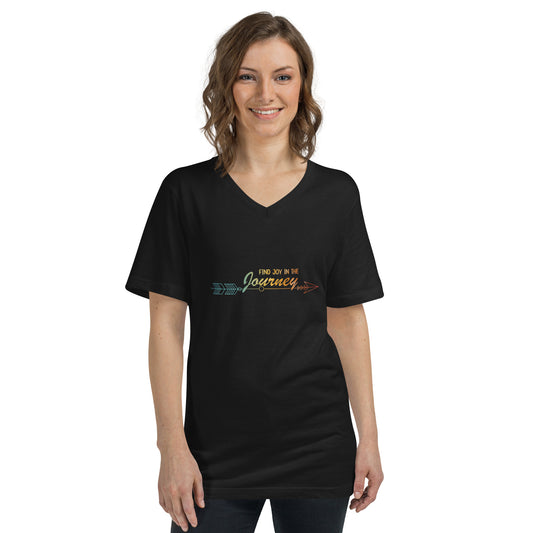 Find Joy in the Journey | Inspirational V-Neck | Love Yourself V-Neck | Short-Sleeve Unisex V-Neck