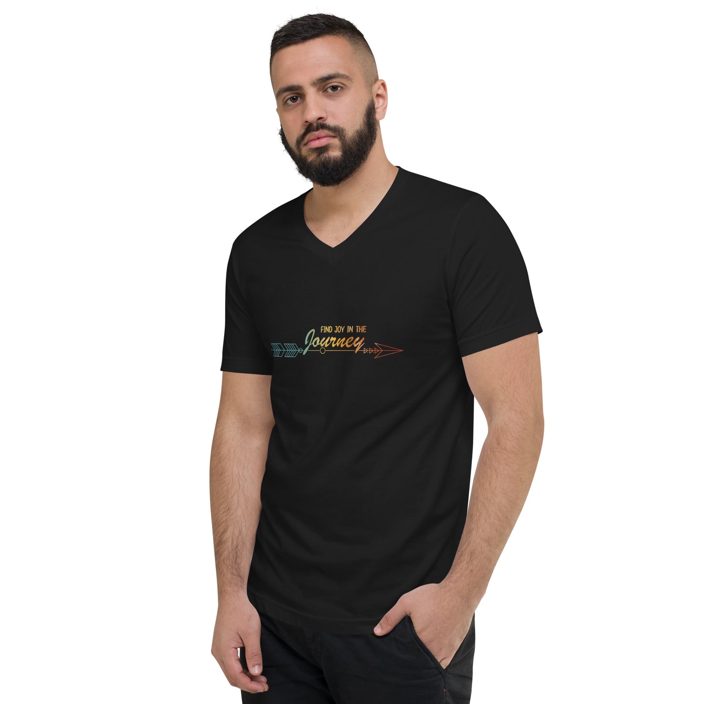 Find Joy in the Journey | Inspirational V-Neck | Love Yourself V-Neck | Short-Sleeve Unisex V-Neck