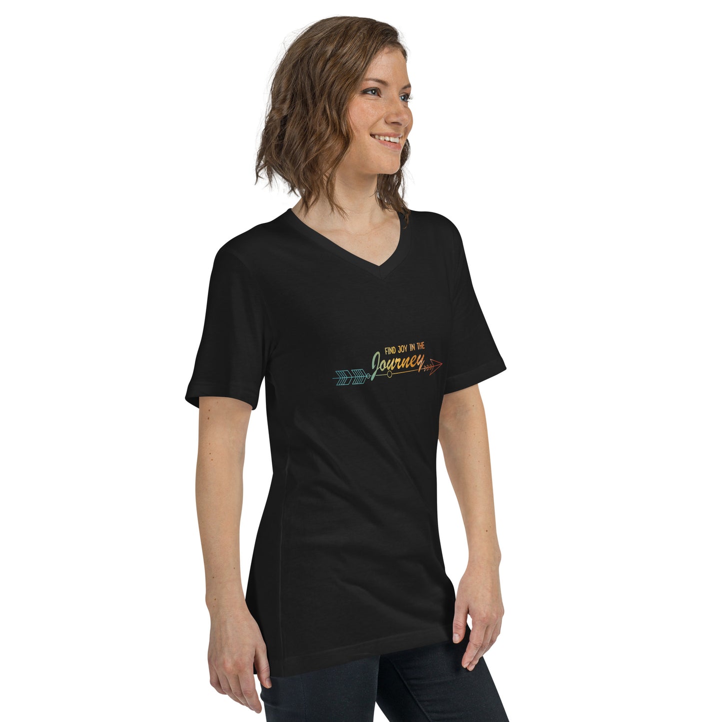 Find Joy in the Journey | Inspirational V-Neck | Love Yourself V-Neck | Short-Sleeve Unisex V-Neck