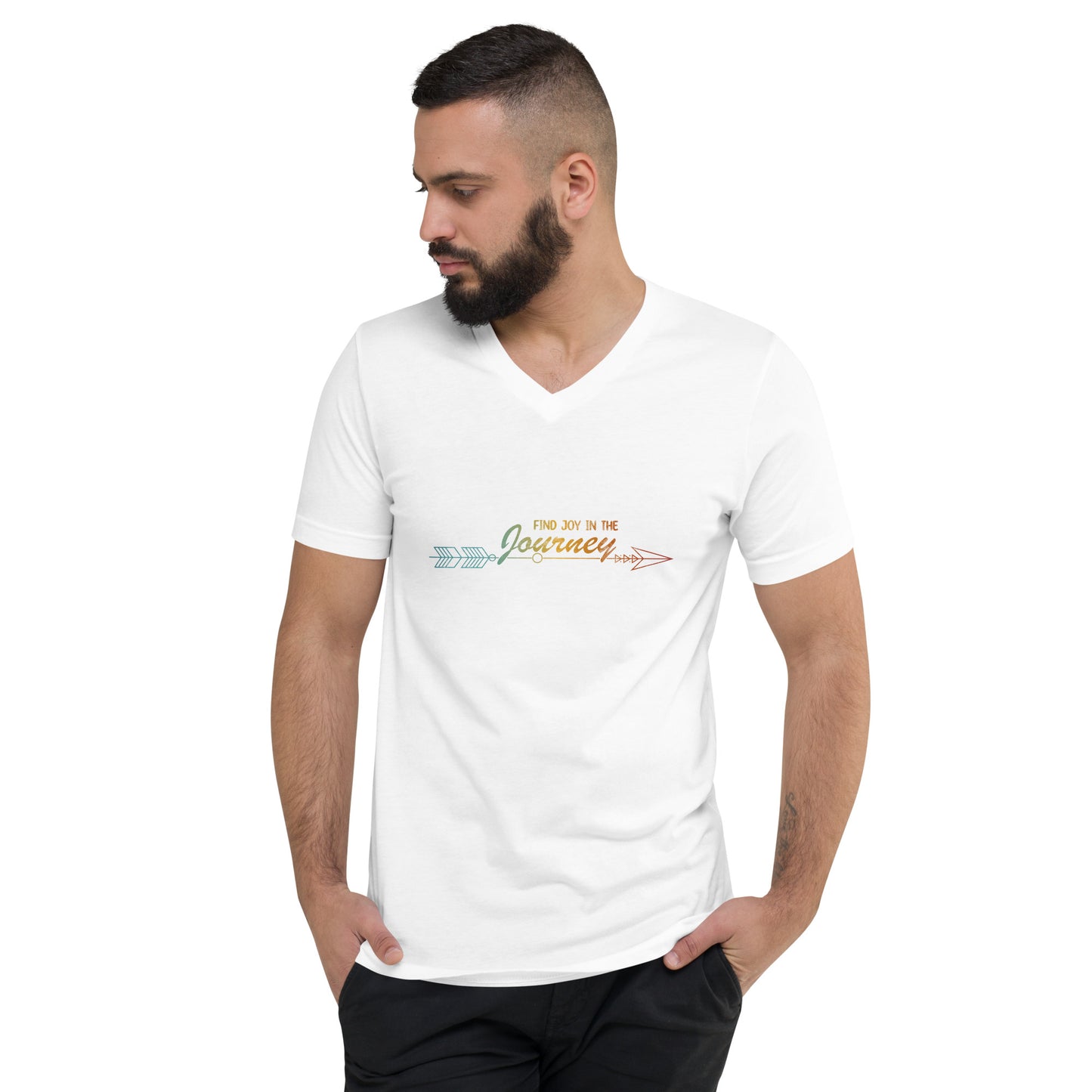 Find Joy in the Journey | Inspirational V-Neck | Love Yourself V-Neck | Short-Sleeve Unisex V-Neck