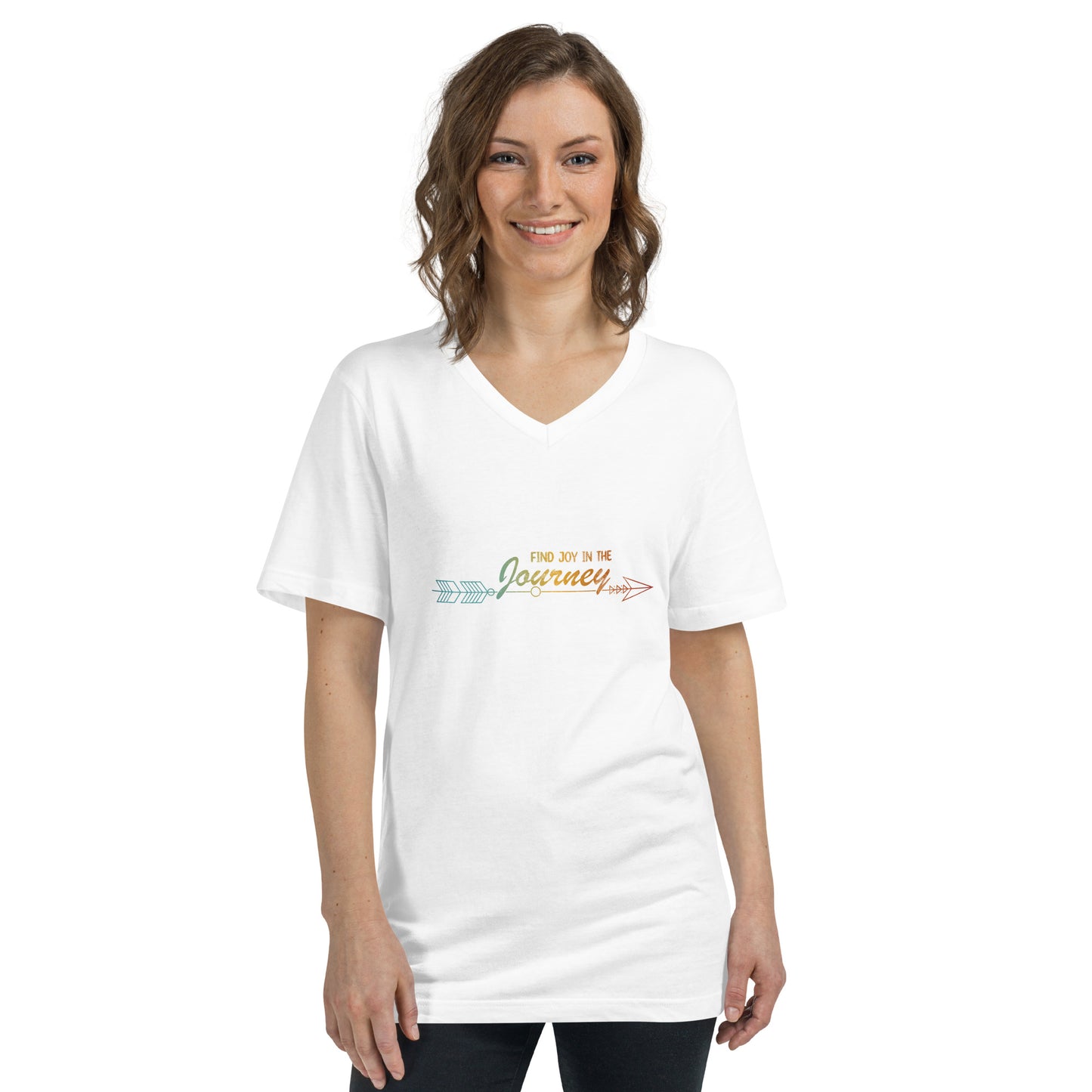 Find Joy in the Journey | Inspirational V-Neck | Love Yourself V-Neck | Short-Sleeve Unisex V-Neck