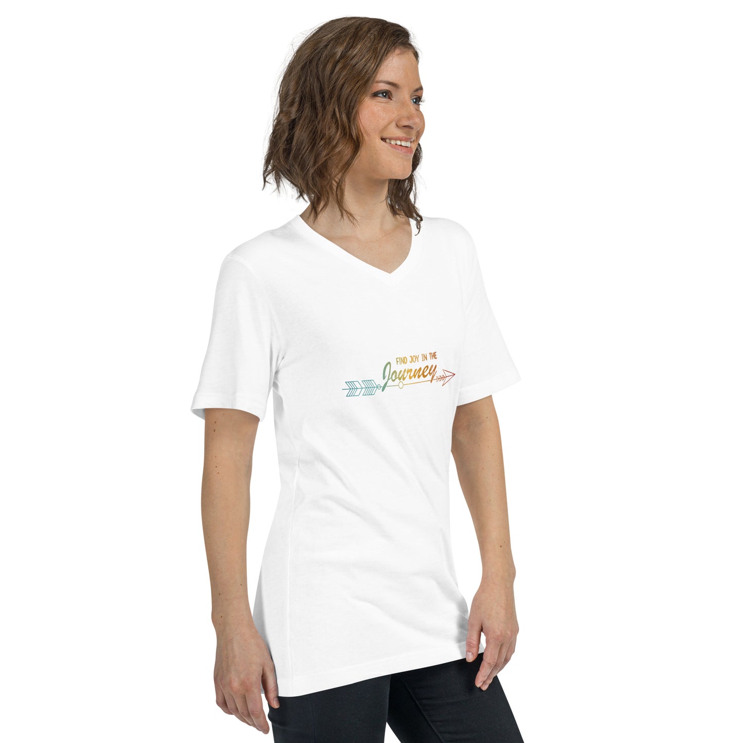 Find Joy in the Journey | Inspirational V-Neck | Love Yourself V-Neck | Short-Sleeve Unisex V-Neck